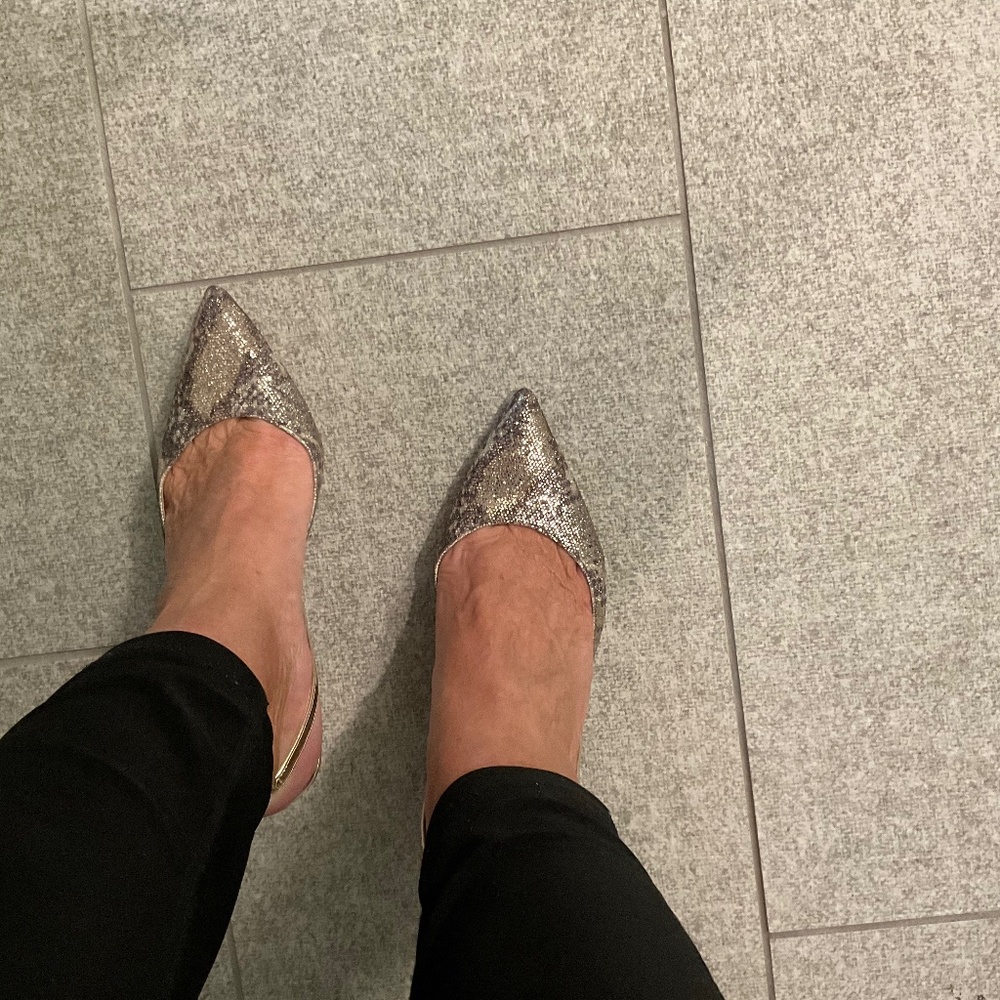 Gold  Metallic Evening Sling Back Shoe